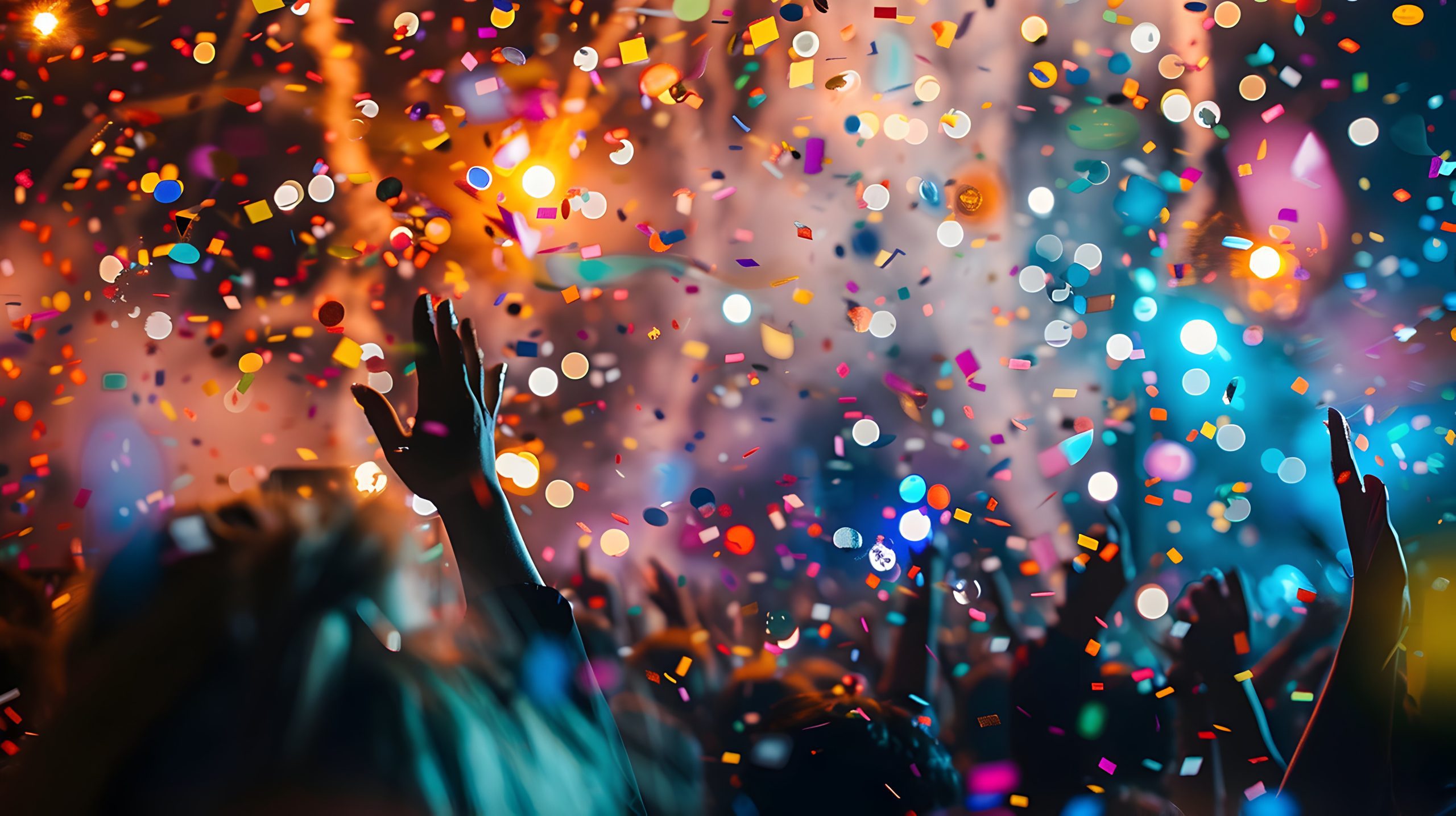 Confeti y luces en una fiesta
