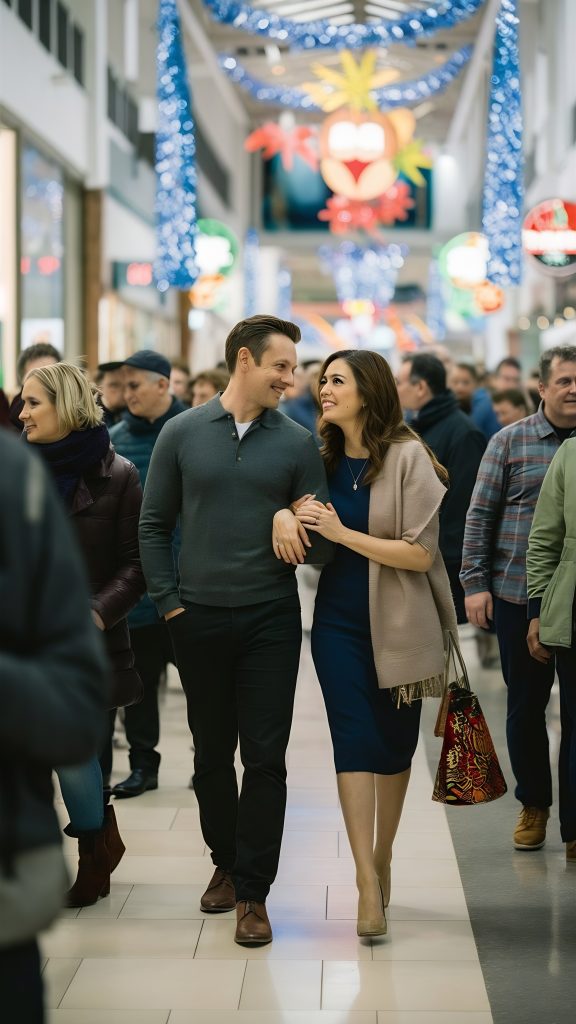 pareja paseando por un centro comercial
